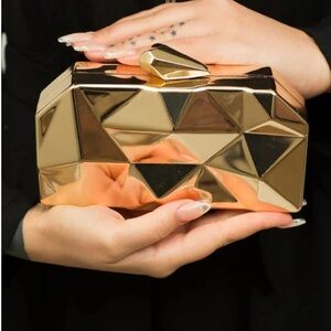 JW PEI Gold Geometric Clutch